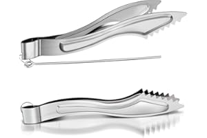 KITOSUN Hookah Tongs Thick Stainless Steel Hookah Coal Tongs with Foil Poker 6.3" Long Sturdy Heavy Duty Hookah Accessories for Smoking Shisha Charcoal BBQ Kitchen Home Tools 2 Pairs (Silvery)