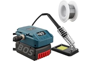 MAKBOS Akku Lötkolben für Bosch 18V GBA Akku,Lötkolbenständer Work für Bosch 18V Batterie,60W LCD Einstellbar Temperatur 180-480°C Cordless Lötkolben mit 50g Lötdraht(Batterie nicht inbegriffen)