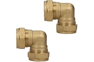 NPH PLUMBING & HEATING NPH 15mm Brass Compression Elbows Angled Pipe Connectors for Copper Pipe - Pack of 2