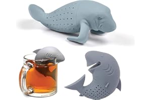 GWOLF Gwotfy Infusore da tè in Silicone da 2 Pezzi, infusore da tè in Silicone con Manico Lungo e Filtro per Foglie di tè sfuse, infusore da tè per Tisane, infusore da tè a Forma di Squalo e lamantino