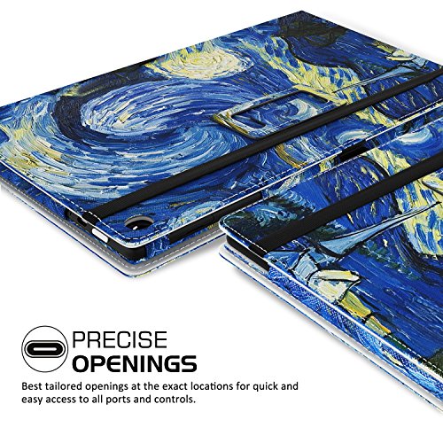 MoKo Fire HD 8 2015 Hülle – Kunstleder Ständer Schutzhülle Smart Cover mit Auto Schlaf / Wach Funktion und Stift-Schleife für Amazon Fire HD 8.0 Zoll (5. Generation – 2015 Modell), Sterne Nacht (Nicht für Fire HD 8 2016) - 3