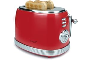 Korona 21668 Tostapane | 2 fette | Design retrò | Rosso | 6 livelli di doratura | Retro | scongelamento | tostatura | 850 Watt | Inserto per panino | cassetto briciole | centraggio fette di pane