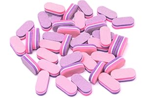 SJBAUTYO 50 minibloques pulidores para uñas, lima de uñas mini 100/180, bloques de lijado de doble cara para uñas de gel y acrílicas, bloque de pulido de uñas, lavable, rosa/lila