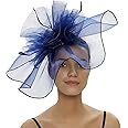 Women Fascinator Headband Pillbox Hat Big Flower Wedding Bridal Headdress Headpieces Race Derby Ascot Hat Burlesque Feather Flapper Hair Accessory For Evening Cocktail Party Prom Church Hen Party