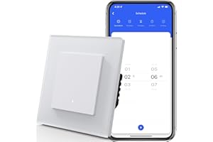 MVAVA Alexa Lichtschalter, Wlan Smart Lichtschalter Unterputz Glas Kompatibel mit Alexa/Google Home, Funktioniert mit Tuya/Smart Life App, Neutrale Leitung Benötigt 1 Fach 1 Weg