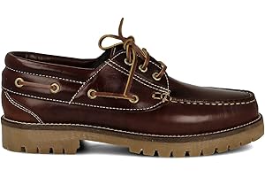 PAYMA - Chaussures Bateau Homme Femme Enfant Garçon Unisexe en Cuir Spécial Seahorse Huilé. 3 Oeillets Lacet Classique Docksides. Semelle en Caoutchouc. Coleurs Brun, Bleu et Noir