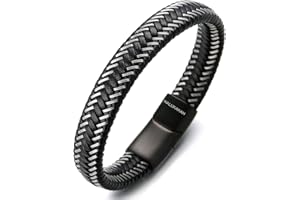 Halukakah Jazz ● Bransoletka męska wykonana ręcznie | prawdziwa skóra czarna i brązowa | zapięcie magnetyczne ze stali nierdzewnej w kolorze czarnym i srebrnym | z drutem stalowym | bezpłatne pudełko