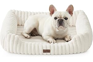 COZY KISS Orthopädisches Waschbares Hundebett, für Kleiner und Mittel Hunde, Weicher Kunstfell Hundekorb, Haustiersofa mit Hoher Umrandung, Flauschig, Rutschfestes, 76,2 x 58,4 x 17,8 cm, Beige