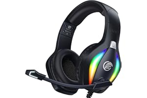 Fachixy 「2024 New」 FC100 Casque Gaming pour PC/PS4/PS5/Xbox/Mac/Nintendo Switch, Casque Gamer PS4 avec Lumière RVB, Casque PS5 avec Micro, Casque Antibruit avec Prise Jack 3,5 MM - Noir