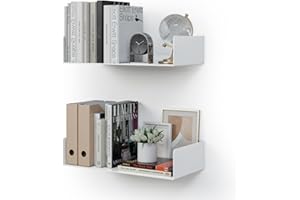 CASSA HOME DECOR CASSA KIVO Étagères flottantes en métal en Forme de U à Fixer au Mur, Lot de 2, étagère 43 cm x 20 cm, étagère pour Chambre à Coucher, Salon, Bureau, Salle de Bain, Cuisine, Moderne (Blanc)