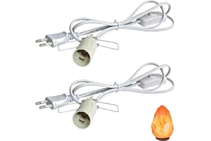 SIGANDG 2 Stück Kabel mit Schalter für Salzlampe Lampenfassung E14 mit 1,8M,Isolierung Salzleuchte Kabel Salz Lampefassung,mit Schalter für Lampenaufhängung,Weiß