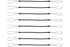 PEUTIER 8pcs Cordons Élastiques pour Stylos Tactiles, Attache Rétractable Anti-Perte Laisse pour Stylo à Ressort Cordon de Stylet pour Attacher Le Stylo à Dessin à la Tablette Écran Tactile (Noir)