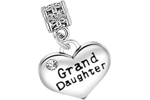 Charm Buddy Granddaughter Silver Plated Heart Pendant Dangle Charm with Gift Pouch Fits European Style Charm Bracelets Girls Jewellery