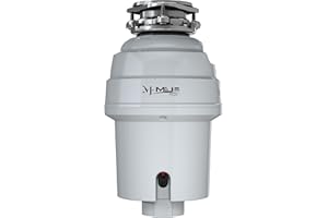 MEJE Broyeur de déchets alimentaires en acier inoxydable pour évier de cuisine, 3/4 CV, câble d'alimentation inclus, gris