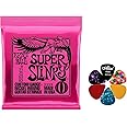 Bundle Ernie Ball Super Slinky Guitar Strings 2223 (9-42) with 6 plectrums