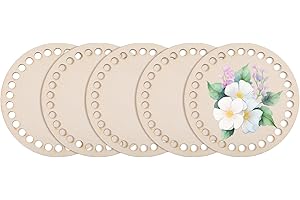 Weenwill Circle Wooden Basket Bottom,5 Pcs Wood Baskets Base Wooden Crochet Bag Bottom Crochet Bag Shaper Blank Crochet Basket Base for DIY Basket Bag Craft Knitting Making Weaving Supplies 10 cm