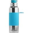 Pura Sport 28 OZ / 850 ml Stainless Steel Water Bottle with Silicone Sport Flip Cap & Sleeve, Aqua (Plastic Free, Nontoxic Certified, BPA Free)