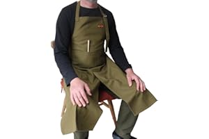 Durston pottery tools olive green adjustable neck strap unisex cotton canvas with pocket split leg apron