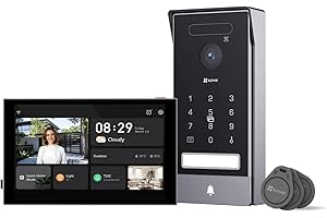 EZVIZ 4K Citofono con Apriporta e Monitor a Schermo Tattile, Bus a 2 Fili, Campanello con Telecamera, Rilevamento Palmo/Faccia, Sblocco via APP/Scheda/Parola d'Ordine, Visione Notturna, HP7 Pro