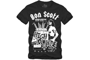 GESTOFFT T-shirt High Voltage Bon Scott - Taille S - XXXXL Memory Australian Hard Rock N Roll Singer
