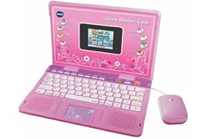 VTech - Genio Máster Color Bilingüe, Ordenador portátil para niños, enseña Vocabulario, matemáticas, Ciencias, 180 Actividades en español e inglés, Color Rosa, Versión ESP