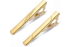 Ryaupy 2PCS Pinces cravate pour hommes motif doré - Pinces cravate classiques métal cuivré pour hommes - pour Saint-Valentin, mariages, bars affaires et quotidienne