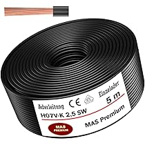 Câble Conducteur H07V-U De 10 M - Âme Massive Rigide - En PVC - 1,5 Mm² - Couleur : Noir