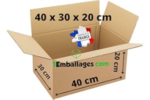 PARIS STOCK - Lot Carton d'Expédition ou Déménagement 40X30X20 cm - fabriqué en France