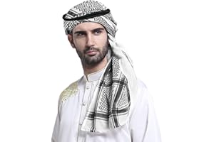 AFINDER Uomini Ragazzi Grande Arabo Shemagh Turbante Bandana Foulard Traspirante Morbido Musulmano Hijab Fascia Scialle Keffiyeh Arabo Sciarpa Headcover