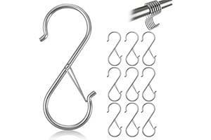 MejaRizon 10 Stück S Haken Edelstahl, 90mm Haken zum Einhängen, Sicheres Schnallendesign, Haken mit Sicherung Geeignet für Küche, Werkstatt, Badezimmer, Garten, Schlafzimmer, Draussen(Silber)