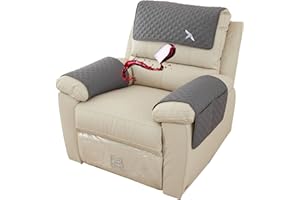 ZGDDPZA Waterproof Armchair Arm Cover 1 2 3 Seater Headrest Cover for Recliner Chair Anti-Slip Armchair Slipcover with Pockets Organiser Sofa Chair Arm Protector F for Dog, Cat, Pets (Dark Gray,1 Seat 3 pc)