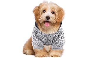 AMAONE wasserdichte Hundemantel Winter Warme Jacke Hunde Welpen Pullover Junge Für Kleine Mit Tasche - Warmer Hund Medium Hoodie Herbst Kleidung Winter Fleece Haustierkleidung Hunde (1107DEBKB-Grey, L)