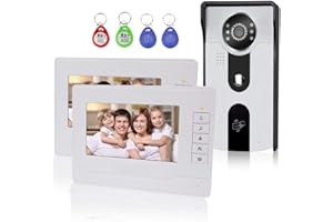 KADONGLI KDL 7” Video Doorbell Door Phone Intercom System RFID Access Control with Two-Way Audio/IR Night Vision/Multi Ring/Color HD Camera Monitor for Home Security (2 Monitors)