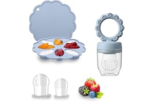 ZUFIO Fruchtsauger Baby ab 6 Monate - Zahnungshilfe Schnuller Aufbewahrungsbehälter für Babynahrung Muttermilch Eiswürfel(Blau)