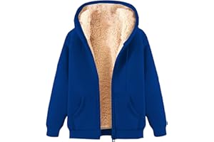 HAOLEI Veste Polaire Femme Sweat à Capuche Sweatshirt avec ZippéE Couleur Unie Veste d'hiver Chaud Sherpa Manches Longues Manteaux Poche Blouson Thermique Sweat Grandes Tailles Manteau Jacket