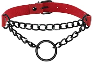 MILAKOO PU Leather Punk Choker Necklaces Circle/Heart Charm Adjustable Collar Necklace for Women