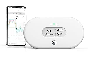 Airthings View Radon 2989 - Monitor de gas radón (gas radón, humedad, temperatura) con conexión Wi-Fi, función de hub y pantalla Calm Tech