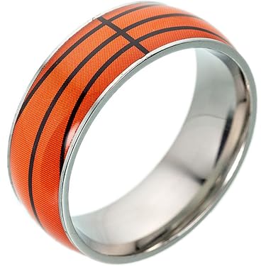 GleaMora Anello da basket placcato in oro 18 carati Anello in acciaio al titanio Personalizzato San Valentino Hip Hop Leggero Regalo di Compleanno di Lusso, 7, Black