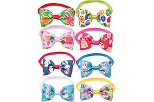 CAMELLIASS 8 Pieces Easter Rabbit Egg Pet Bow Ties, Adjustable Cat Dog Bowties Dog Collar Neckties for Pets Festival Party Costume Accessories