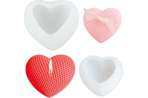 TUXUZAL Lot de 2 Moules en Silicone en Forme de Cœur - Pour Savon 3D, Résine Époxy, Bougie, Chocolat, Fondant et Décoration