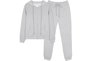 REORIA Women Zip Up Hoodie and Slim Long Pants Warm Cotton Lounge Wear Sets Two Piece Outfit Thick Long Sleeve Tracksuits Full Set Co Ord Sets With Pockets