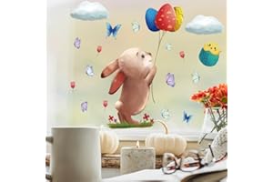 COZYAN Adesivi per Finestre Pasqua,Decorazioni Pasqua,Finestra,Vetrina,Decorazioni Pasqua per la casa,Vetrofanie saldi PVC Adesivi per Muro,Carta da Parati in Coniglietto (D)