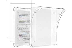 MEMELOKA Funda para Kobo Libra Colour 7 Pulgadas + 2 Piezas Cristal Templado, Carcasa TPU Transparente Flexible Anti-arañazos con Esquinas Reforzadas, Silicona Ultrafina Anti-Choques Funda