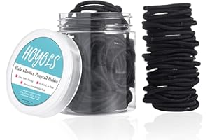 100pcs Baby Small Elastic Hair Ties for Girls, No Crease Tiny Hair Bands 1 inch for Fine Hair Toddler Kids Infants Hair Accessories 2mm by Hoyols (Black)