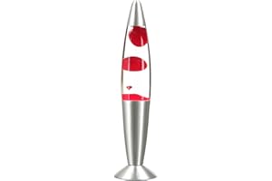 Licht-Erlebnisse Lampe à Lave Aluminium Verre en Argent Clair Rouge Chambre Jeunes 36 cm de haut E14 ampoule incluse Rétro Lampe d'ambiance Lampe de Table TIMMY