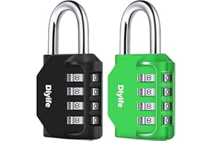 Diyife Zamek Szyfrowy o Wysokiej wydajności, 4-Cyfrowy Zamek Szyfrowy z Możliwością Resetowania, Wodoszczelna Kłódka do Szkoły, Siłowni, Szopy Zewnętrznej, Szafy z Zajęciami, Bramy – Czarny i Zielony