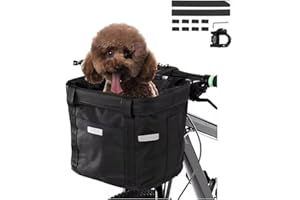 CiCixixi Cestino per Bici, Cestino Anteriore Bici Staccabile con Adattatore Manubrio, Cestino Multiuso da Bicicletta per Cani, Gatto, Ciclismo, Picnic, Shopping (Nero)