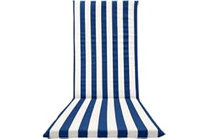 Il Tuo Artigiano Design Cojín para tumbona de playa acolchado 120 x 50 – Fabricado en Italia – Colchón silla tumbona respaldo alto (blanco y azul)