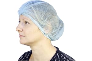 ESSENTIAL ARTS EAP Pleated Mob Caps – 200 x Blue Lightweight Double Elasticated Spun Bonded Polypropylene Hair Nets