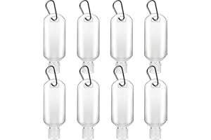 Ulife Mall 8 Pezzi Bottiglie da Viaggio Vuota Comprimibili Portatili, 50 ml Contenitori da Viaggio Ricaricabili in Plastica Trasparente con Moschettone, Perfetto per Disinfettante per le mani, Lozione